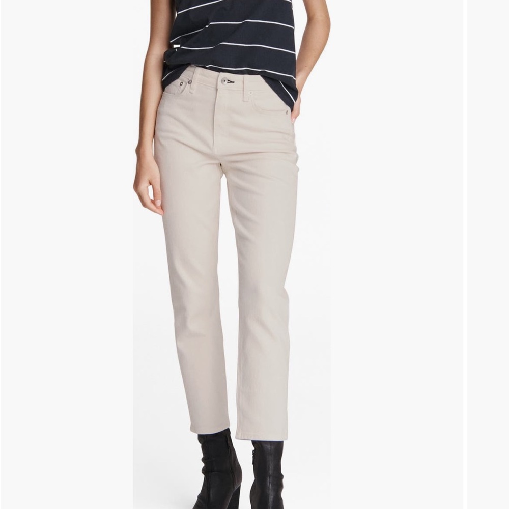 Rag and bone ICONS Nina High Waisted Ankle Cigarette Jean in Ecru
